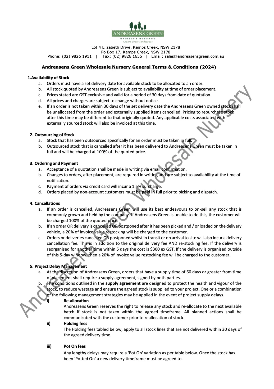 Terms and Conditions